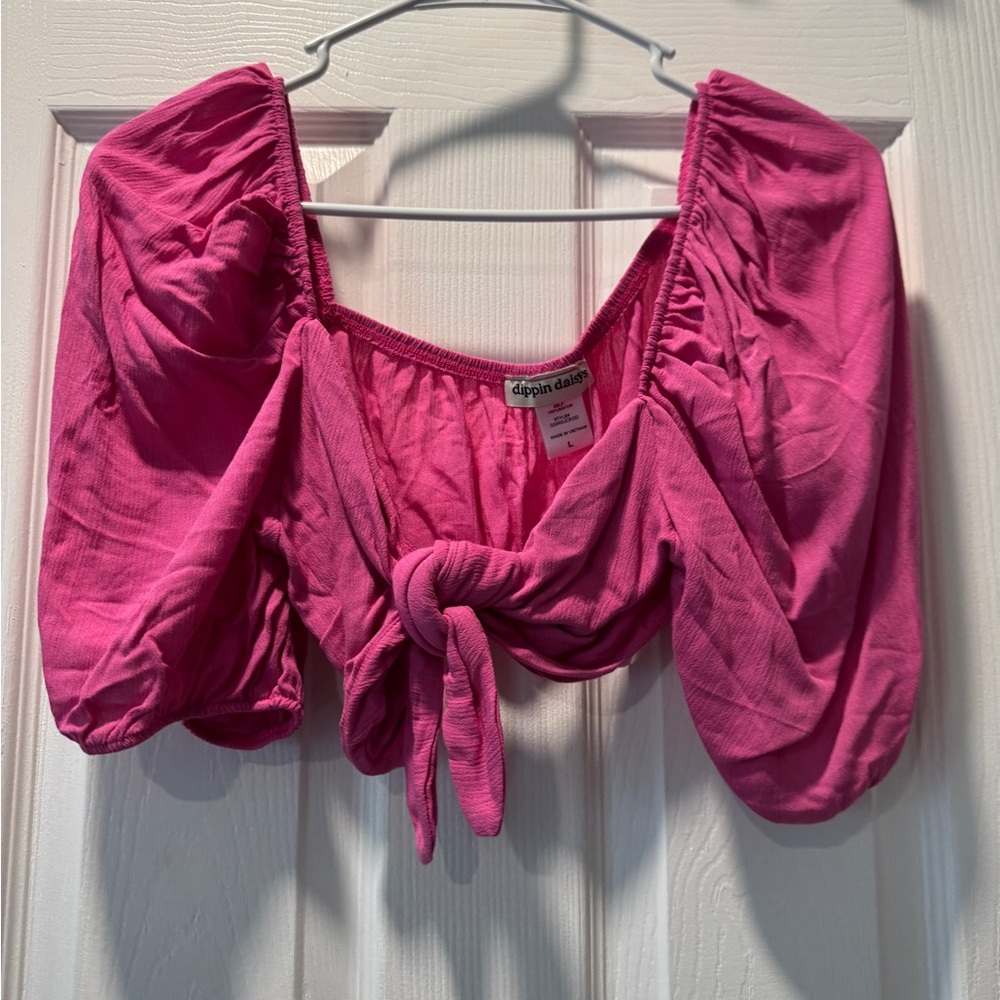 Classic Fuchsia Tie-Front Crop Top
